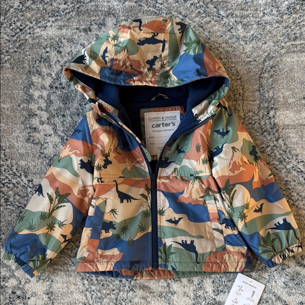 Carter's Blue and Green Raincoat with Hooded Design
